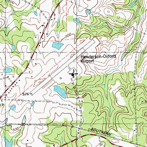 Topographic Map of Henderson-Oxford Airport, NC