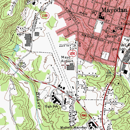 Topographic Map of Mayo Airport (historical), NC