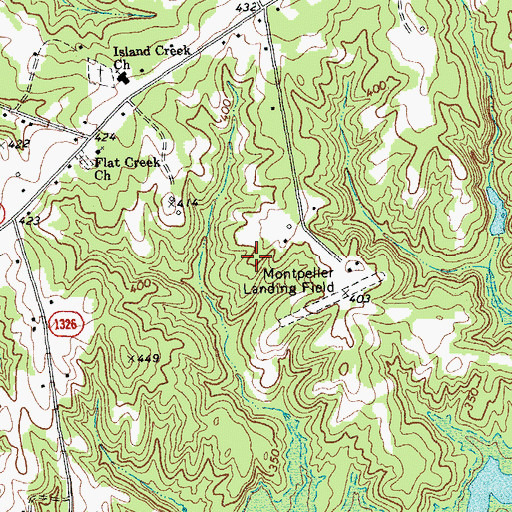 Topographic Map of Montpelier Airport (historical), NC
