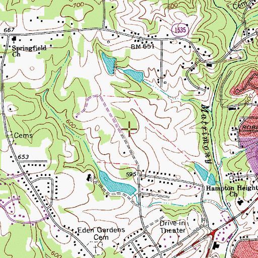 Topographic Map of Four Winds Farm Airport (historical), NC