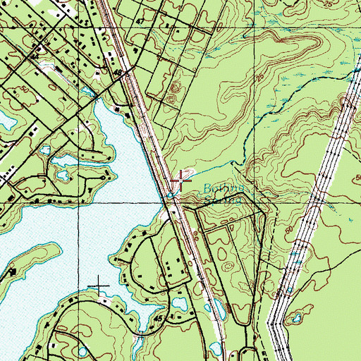 Topographic Map of Boiling Spring Lake Dam, NC