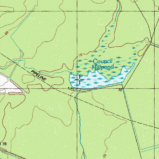 Topographic Map of Council Mill Pond Dam, NC