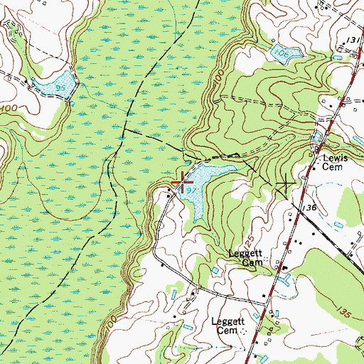 Topographic Map of Leggett Lake Dam, NC