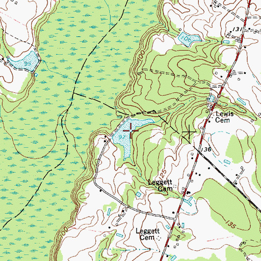 Topographic Map of Leggett Lake, NC