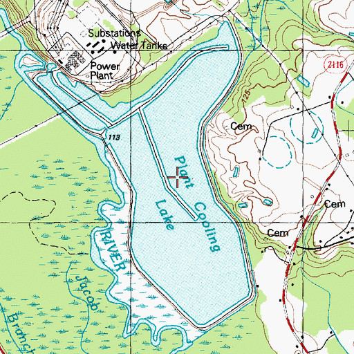 Topographic Map of Plant Cooling Lake, NC