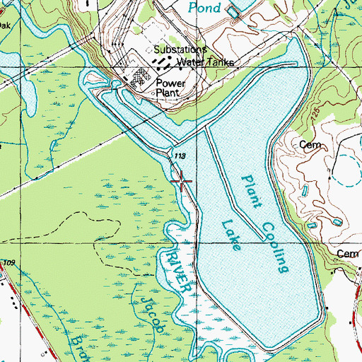 Topographic Map of Cooling Lake Dam, NC