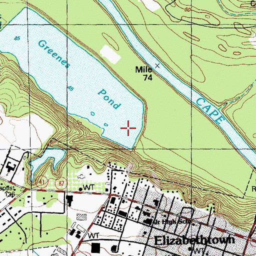 Topographic Map of Greens Pond Dam, NC