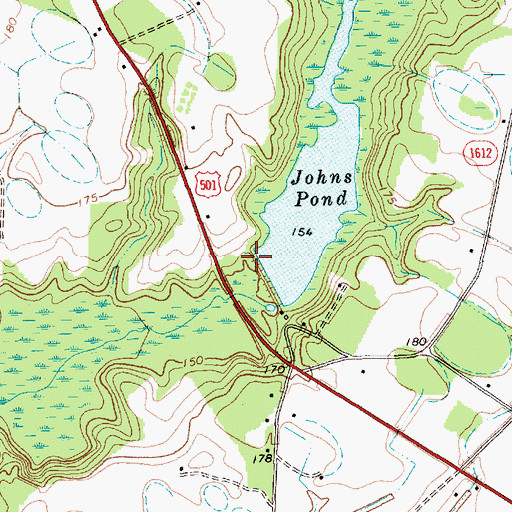 Topographic Map of Johns Pond Dam, NC