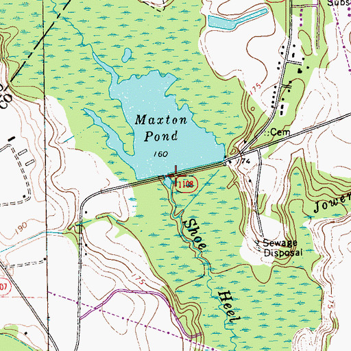 Topographic Map of Maxton Pond Dam, NC