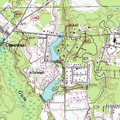 Topographic Map of Fairs Lake Dam, NC