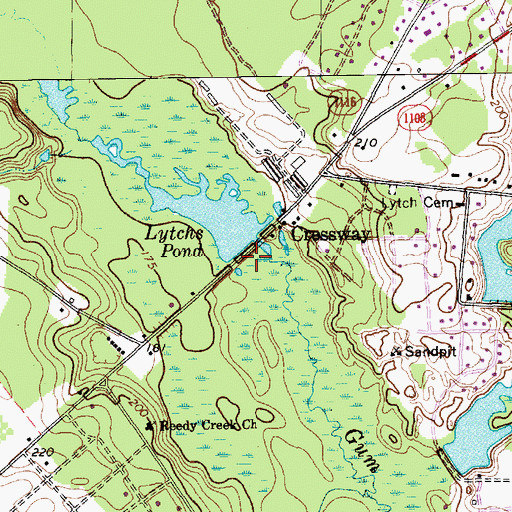 Topographic Map of X Way Mill Pond, NC