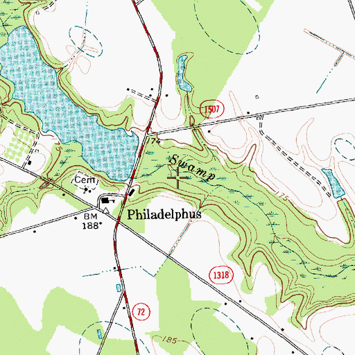 Topographic Map of Big Buie Pond Dam, NC
