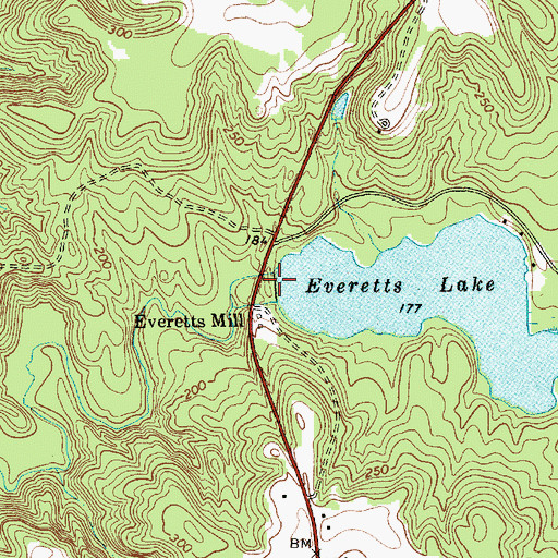 Topographic Map of Everett Lake Dam, NC