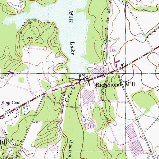 Topographic Map of Richmond Mill Pond Dam, NC