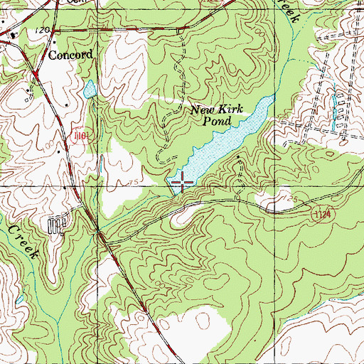 Topographic Map of New Kirk Pond Dam, NC