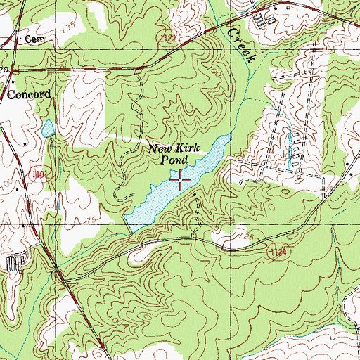 Topographic Map of New Kirk Pond, NC