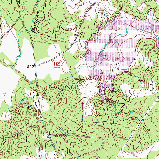 Topographic Map of Cane Creek Lake Dam, NC