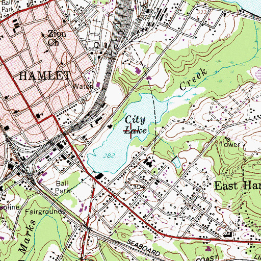 Topographic Map of City Lake, NC