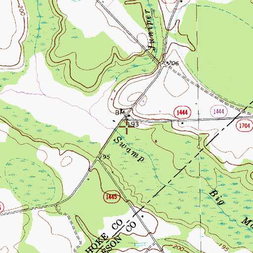 Topographic Map of McNeill Lake Dam, NC