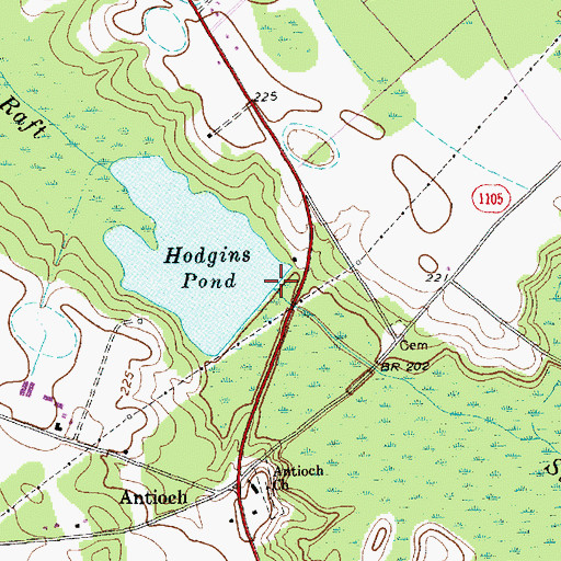 Topographic Map of Hodgins Pond Dam, NC
