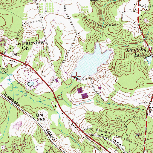 Topographic Map of Richmond Technical Inst Lake Dam, NC
