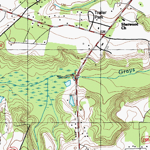 Topographic Map of Rainbow Pond Dam, NC