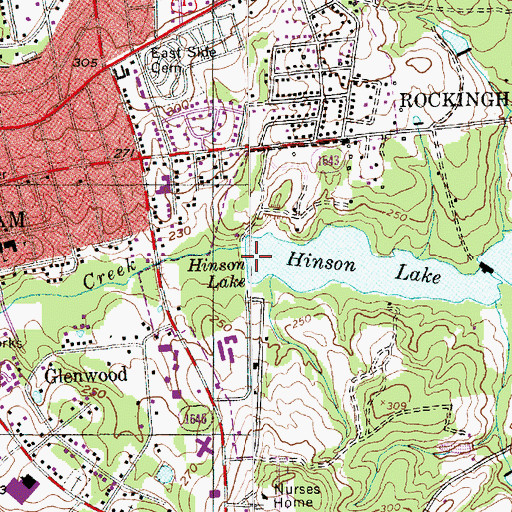 Topographic Map of Hinson Pond Dam, NC