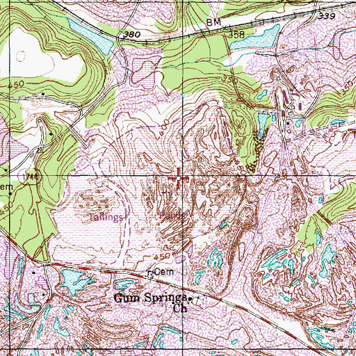 Topographic Map of W R Bonsal Tailings Reservoir, NC