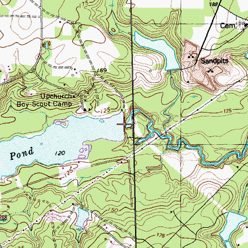 Topographic Map of Upchurches Pond Dam, NC
