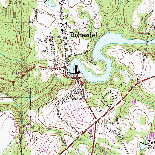 Topographic Map of Roberdel Pond, NC