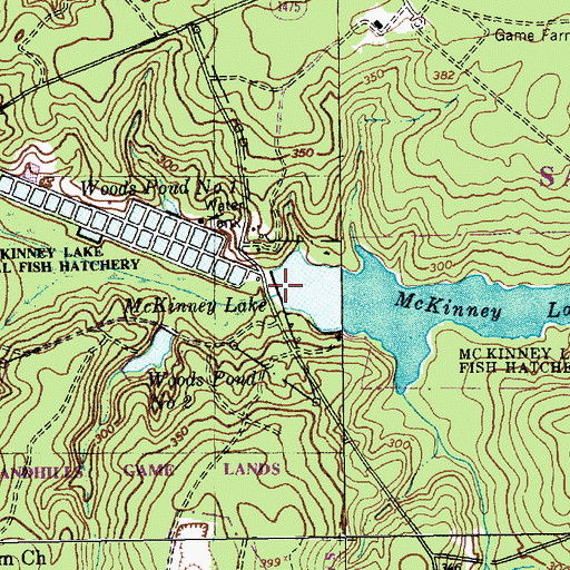 Topographic Map of McKinney Lake Dam, NC