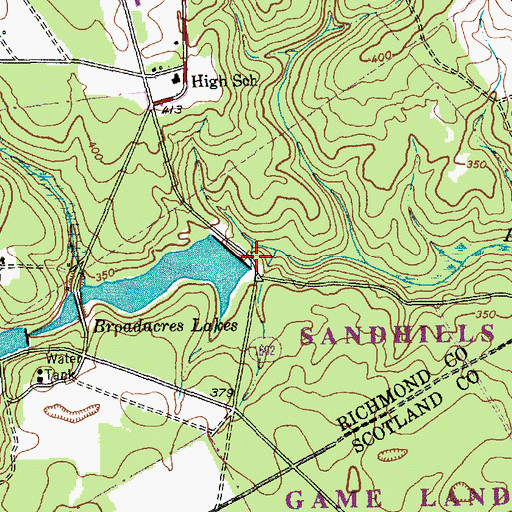 Topographic Map of Broadacres Lake Dam, NC