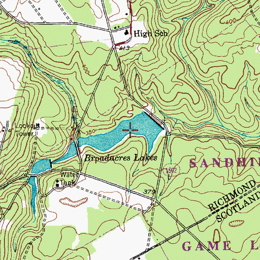 Topographic Map of Broadacres Lake, NC