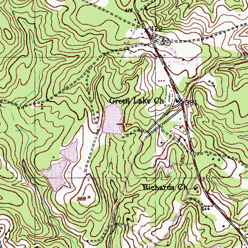 Topographic Map of Green Lake Acres Pond Dam, NC