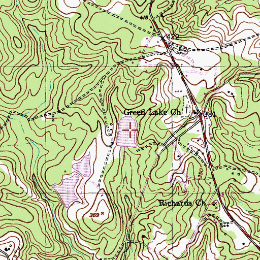 Topographic Map of Green Lake Acres Pond, NC