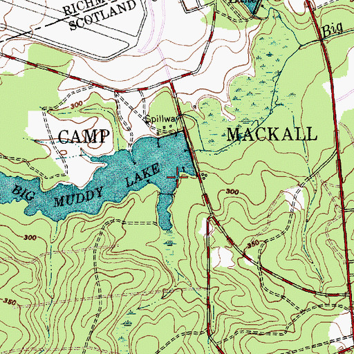 Topographic Map of Big Muddy Lake Dam, NC