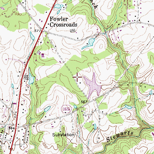 Topographic Map of Helms Lake Dam, NC