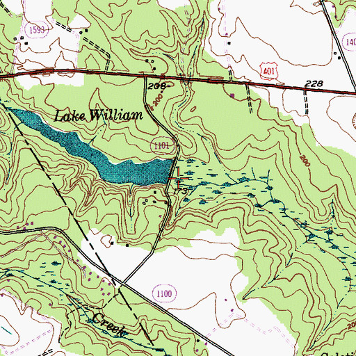 Topographic Map of Lake Williams Dam, NC