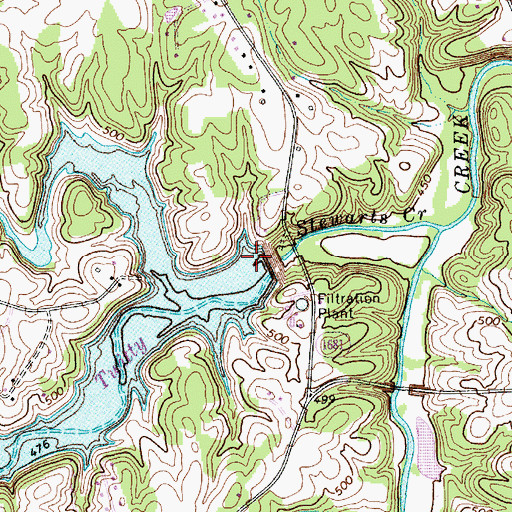 Topographic Map of Twitty Dam, NC