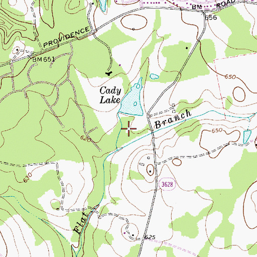 Topographic Map of Cady Lake, NC