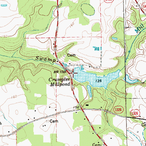 Topographic Map of Mathews Pond, NC