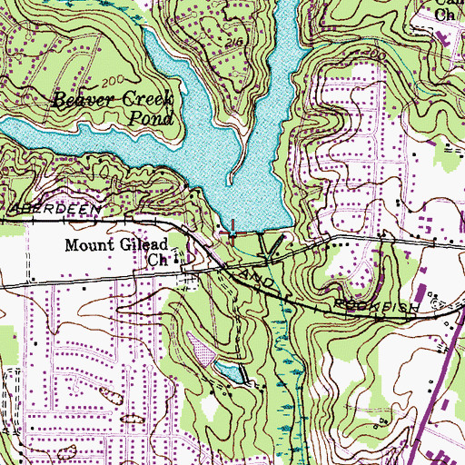 Topographic Map of Beaver Creek Dam, NC