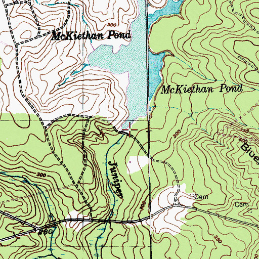 Topographic Map of NC Noname Thirty-Six Dam, NC