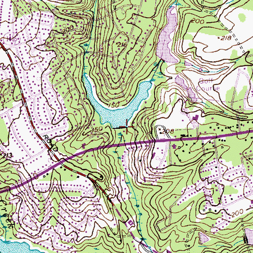 Topographic Map of Country Club Lake Dam, NC