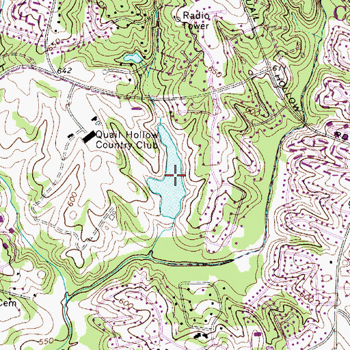 Topographic Map of Quail Hollow Country Club Lake, NC