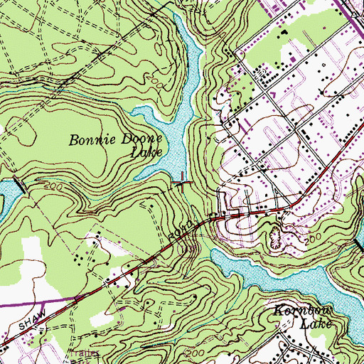 Topographic Map of Bonne Doone Lake Dam, NC
