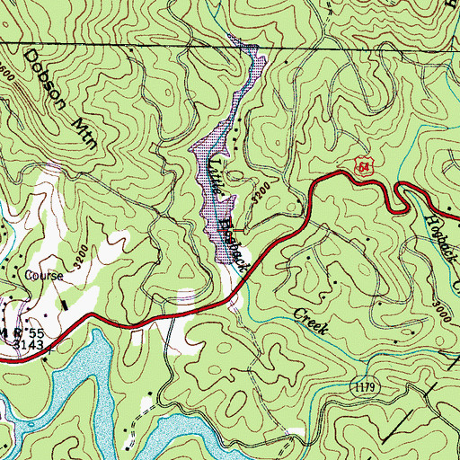 Topographic Map of Hogback Lake, NC
