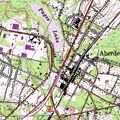 Topographic Map of Aberdeen Town Lake Dam, NC