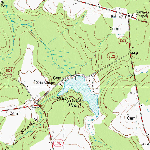 Topographic Map of Holly Lake Dam, NC