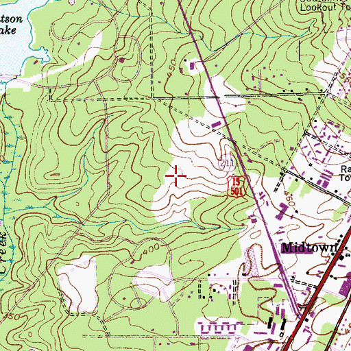 Topographic Map of Yadco Lake Dam, NC